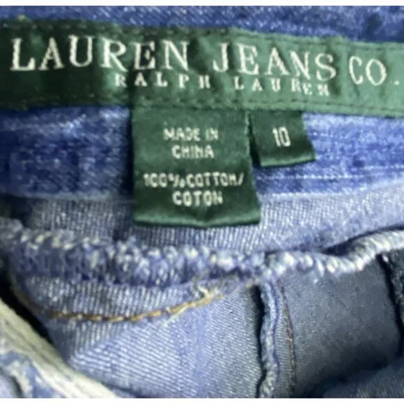 Vintage LRL Ralph Lauren Denim Sz 10 Midi Skirt Aline Patchwork Western Cottage - Picture 8 of 10